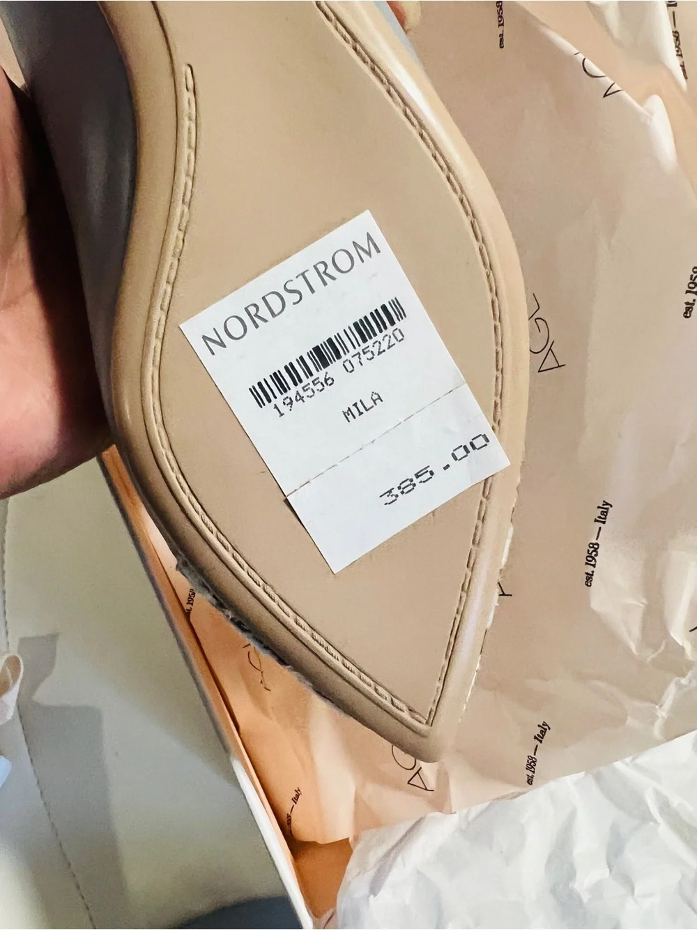 NIB AGL Mila Ballet Pointed Toe Flats with Snakeskin Accent - Size 36.5/6.5US